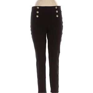 Zara Black Skinny Pants with Gold Buttons